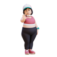 3D plus size overweight girl making a stop gesture Saying No png