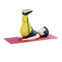 3D Plus Size Overweight obesse man Doing Leg Raises on a Mat png