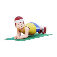 3D Plus Size Overweight big man Doing a Plank Exercise png