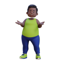 3D plus size overweight obesse african man talking pose png
