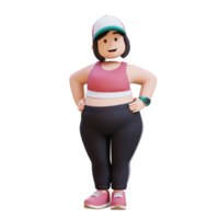 3D plus size overweight fat girl in confident pose png