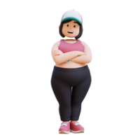 3D plus size overweight fat girl crossed arm png