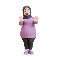 Scared 3D plus size overweight muslim woman png