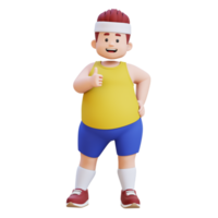 3D plus size overweight fat big man giving a thumbs up png