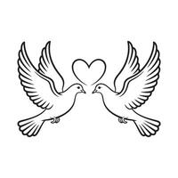 Two Birds Facing Each Other with a Heart Symbol Illustration vector