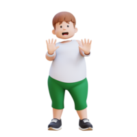 Scared 3D plus size overweight man character png