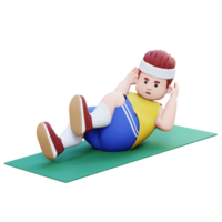 3D Plus Size Overweight big man exercise Bicycle Crunch png