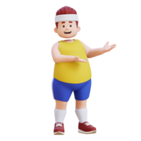3D plus size overweight big man presenting png
