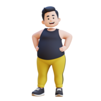 3D plus size overweight obesse man in confident pose png