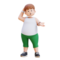 confuso 3d mais Tamanho excesso de peso gordo homem personagem png