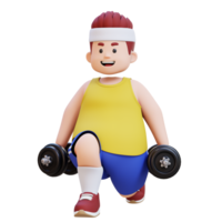 3D Plus Size Overweight big man Dumbbell Squats exercise png