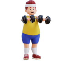3D Plus Size Overweight big man Lifting Dumbbells Front Raise png