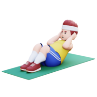 3D Plus Size Overweight big man Doing Sit Ups on a Mat png