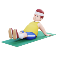 3D Plus Size Overweight big man workout on a mat png