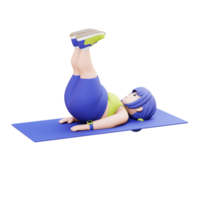 3D render Plus Size Overweight woman Doing Leg Raises on a Mat png