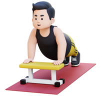 3D Plus Size Overweight obesse man Doing Incline Push Ups png