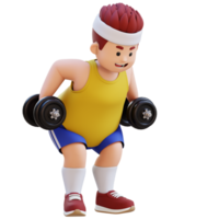 3D Plus Size Overweight big man Bent Over Row png