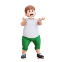 stressed 3D plus size overweight man character png