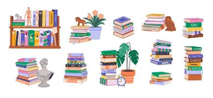 colorful books and decorative items vector