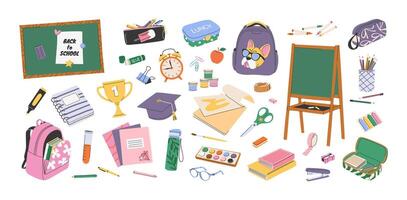 Back to school supplies and essentials collection vector