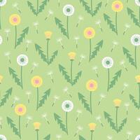 Dandelion flowers seamless pattern. Illustration for printing, backgrounds, covers and packaging. Image can be used for greeting cards, posters and textile. Isolated on white background. vector