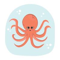 cute octopus, Illustration for printing, backgrounds, covers and packaging. Image can be used for greeting cards, posters, stickers and textile. Isolated on white background. vector