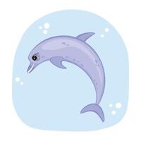 cute dolphin, character. Illustration for printing, backgrounds, covers and packaging. Image can be used for greeting cards, posters, stickers and textile. Isolated on white background. vector