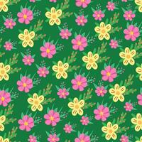 flower meadow, green floral seamless pattern. Illustration for printing, backgrounds, covers and packaging. Image can be used for greeting cards, posters, stickers and textile vector