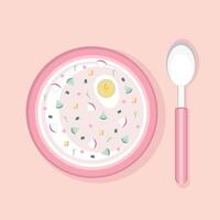 Okroshka, cold soup. Illustration for printing, backgrounds, covers and packaging. Image can be used for greeting cards, posters, stickers and textile. Isolated on white background. vector
