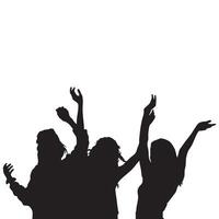 Silhouette of Three Women Dancing with Raised Arms on White Background vector