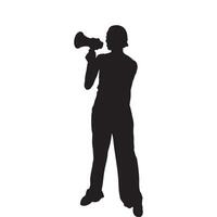 Silhouette of Person Using Megaphone for Announcement or Protest vector