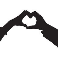 Silhouette of two Hands Forming Heart Shape on White Background vector