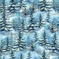 Snowy forest landscape with pine trees vector