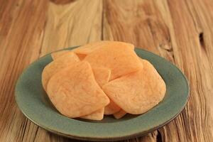 Raw Dried Shrimp Crackers or Kerupuk Udang Mentah photo