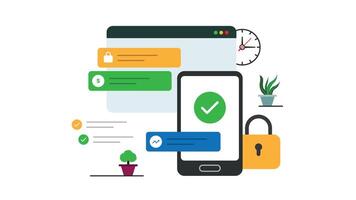 Verification and secure web concept representation minimalist flat illustration vector