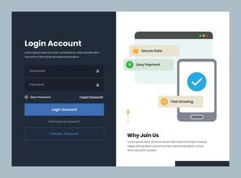 Minimalist user form for login page interface design with illustration vector