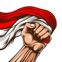 Indonesia Flag with Raised Fist for Independence Day vector