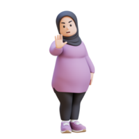 3D plus size overweight muslim woman making a stop gesture Saying No png