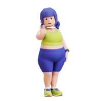 3D render plus size overweight woman making a stop gesture Saying No png
