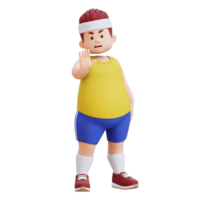 3D plus size overweight big man making a stop gesture Saying No png