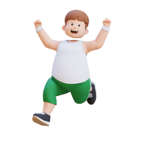 Joyful 3D plus size overweight man character running png