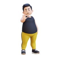 3d mais Tamanho excesso de peso obeso homem fazer uma Pare gesto dizendo não png