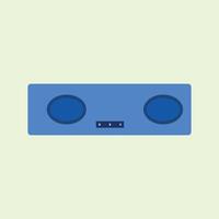 Blue speaker with two oval woofers and control buttons in the middle, suitable for music players, portable audio and home entertainment devices. Flat design style. vector