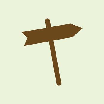 Signpost icon. Pointer symbol. Road sign. Flat design style eps 10. Design element illustration of a direction signpost that shows one direction and is made of wooden boards vector