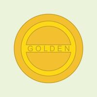 Flat style gold coin illustration with GOLDEN written in the middle. This minimalist design is suitable for financial themes, awards, or digital graphic elements. vector