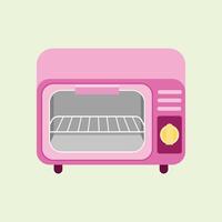 Illustration of a pink electric oven with a simple and modern design, equipped with a grill rack and control knob, suitable for minimalist kitchens and daily cooking activities vector