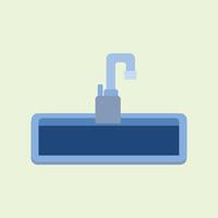 Illustration of a kitchen sink with a modern minimalist design, featuring a curved water tap and a blue sink, suitable for a simple and functional home interior. vector
