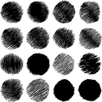 A set of hand-drawn scribble circles and textures. vector