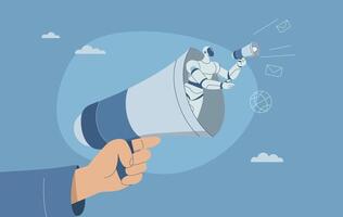 Robot in a megaphone vector