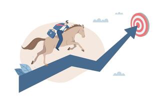 Rider on horse with upward arrow vector